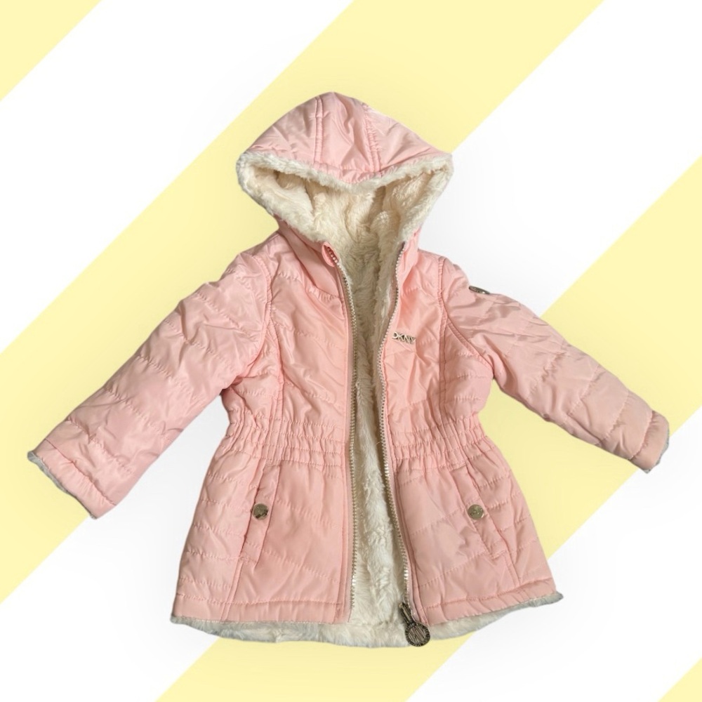 DKNY Pink Furry Girls Jacket 18M